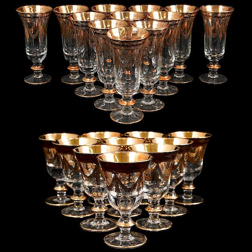  22 PC CLEAR GLASS AND GILT GLASSWAREDESCRIPTION  393af6