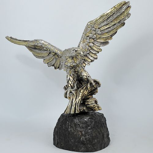 SILVER OVERLAY SCULPTURE OF EAGLEDESCRIPTION: