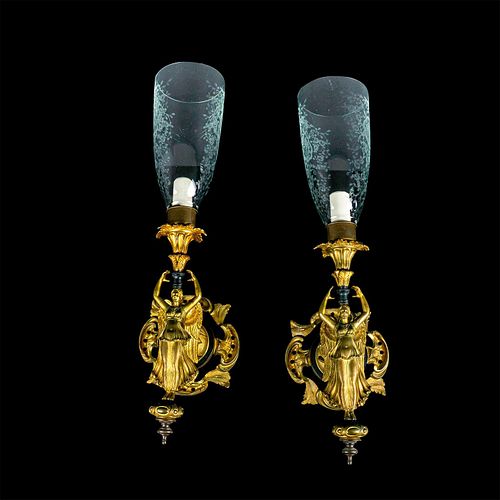 PAIR OF VICTORIAN STYLE BRASS ANGEL 393c0d