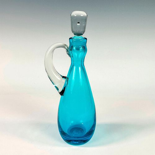 VINTAGE SMALL BLUE ART GLASS JUG 393c34