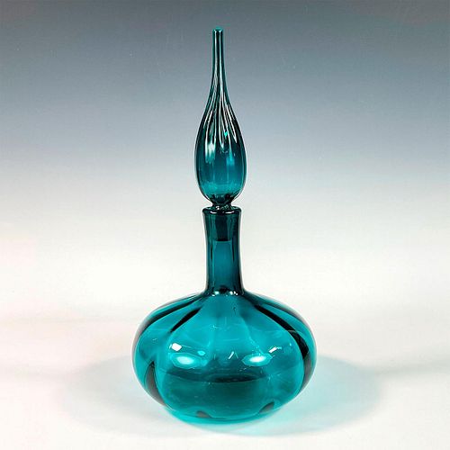 VINTAGE TURQUOISE GLASS DECANTER