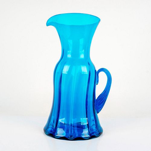 VINTAGE LARGE BLUE ART GLASS PITCHERA 393c31