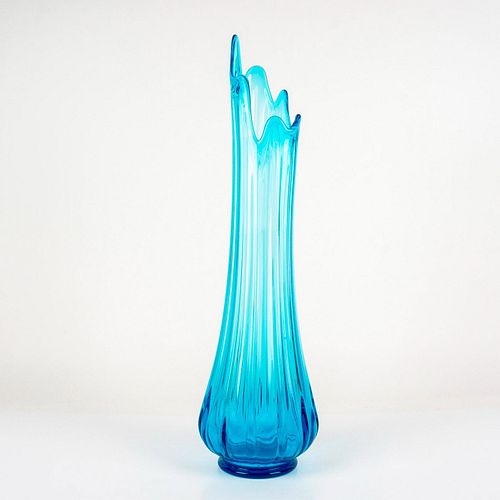 VINTAGE BLUE ART GLASS SWUNG VASEA 393c32