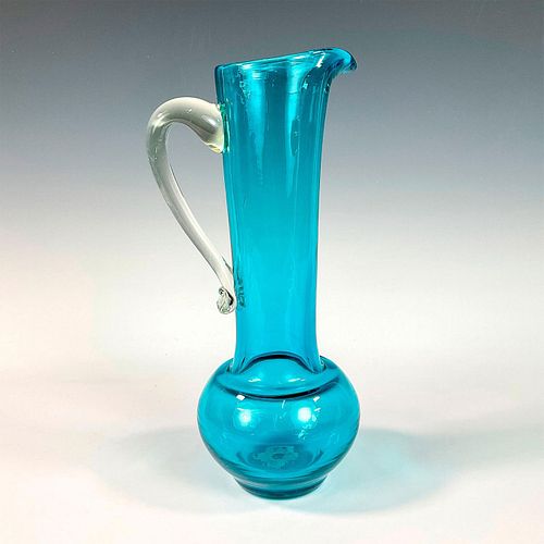 VINTAGE BLUE ART GLASS PITCHERA