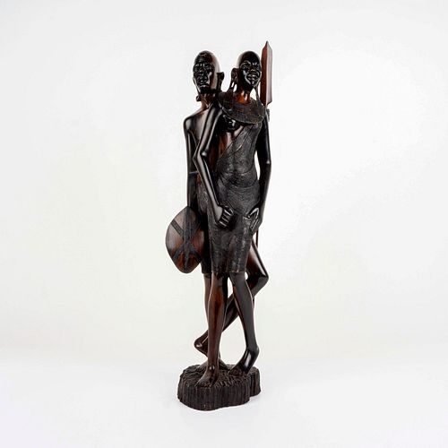 AFRICAN EBONY WOOD SCULPTURE MAASAI