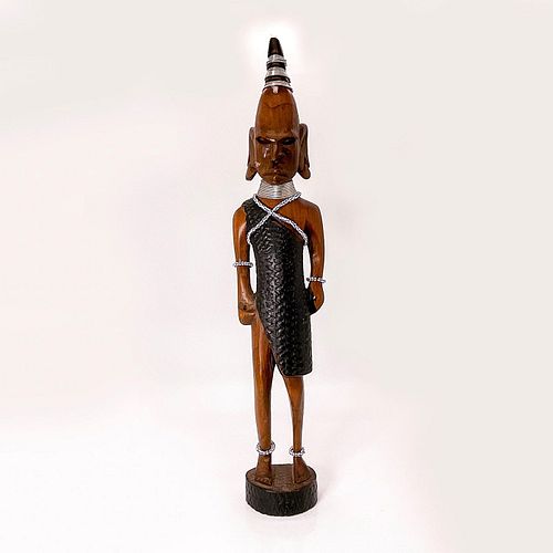 HAND CARVED TALL AFRICAN WOOD FIGURE