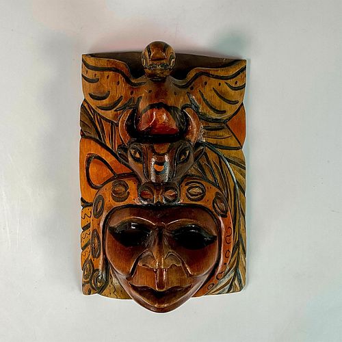 HAND CARVED WOODEN TRIBAL WALL 393d32