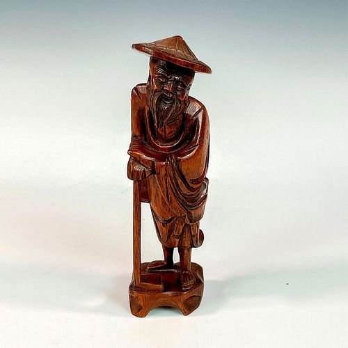 VINTAGE CHINESE WOODEN CARVED FARMER 393d76