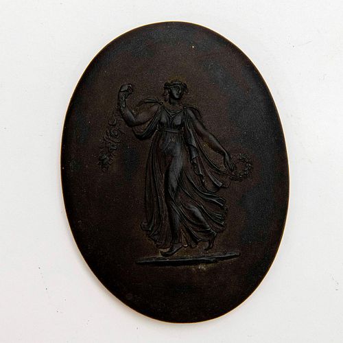 19TH C WEDGWOOD BLACK BASALT PLAQUEMatte 394091