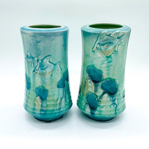 PAIR OF ROYAL DOULTON POTTERY VASES,