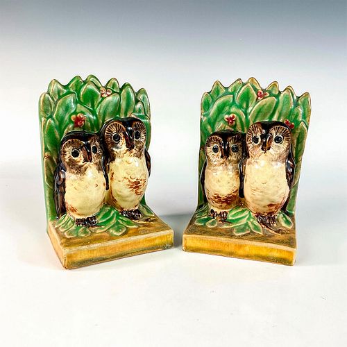 PAIR OF DOULTON LAMBETH STONEWARE BOOKENDS,