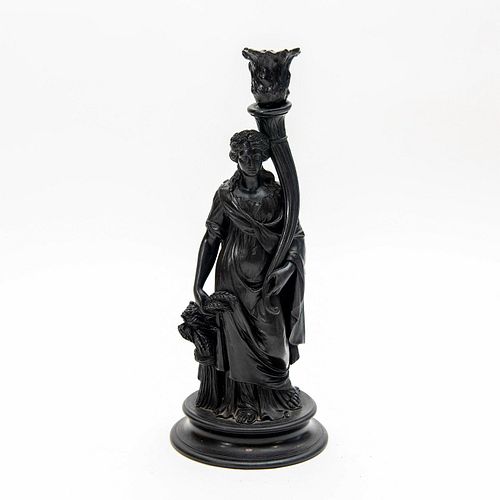 WEDGWOOD BLACK BASALT FIGURAL CANDLESTICK 394643