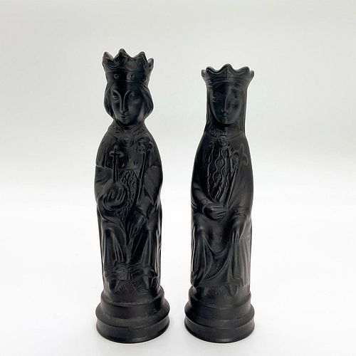 PAIR OF WEDGWOOD BLACK BASALT CHESS 394685