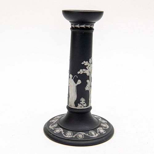 19TH C. WEDGWOOD JASPERWARE DIP CANDLESTICKBlack