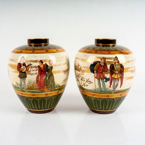 PAIR OF DOULTON BURSLEM VASES, MUSICIANS