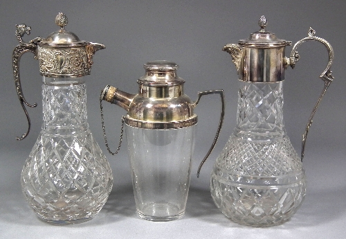 A cut glass water jug with plated 39702c