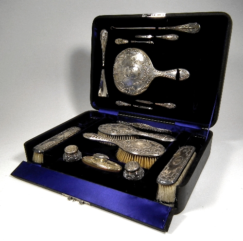 An Edward VII silver backed and mounted