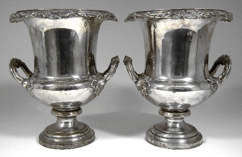 A pair of Victorian plated two-handled