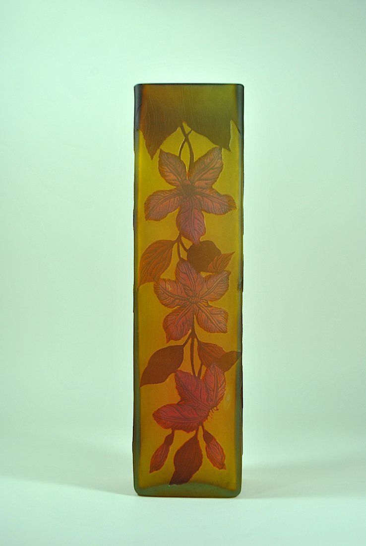 SIGNED GALLE SQUARE CAMEO GLASS