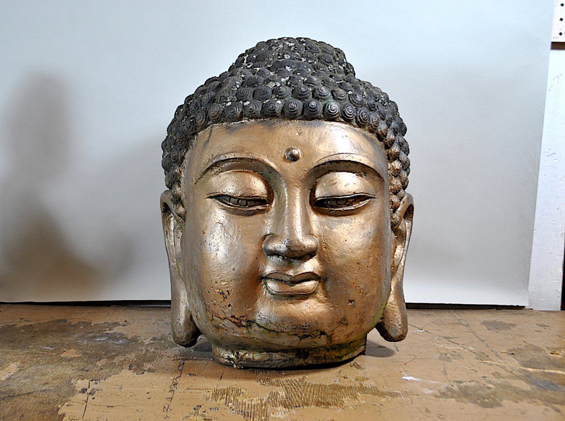 IRON BUDDHA HEAD18 1 2 H x 13 1 2 W 3970b8