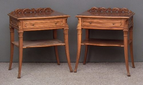 A pair of French walnut bedside