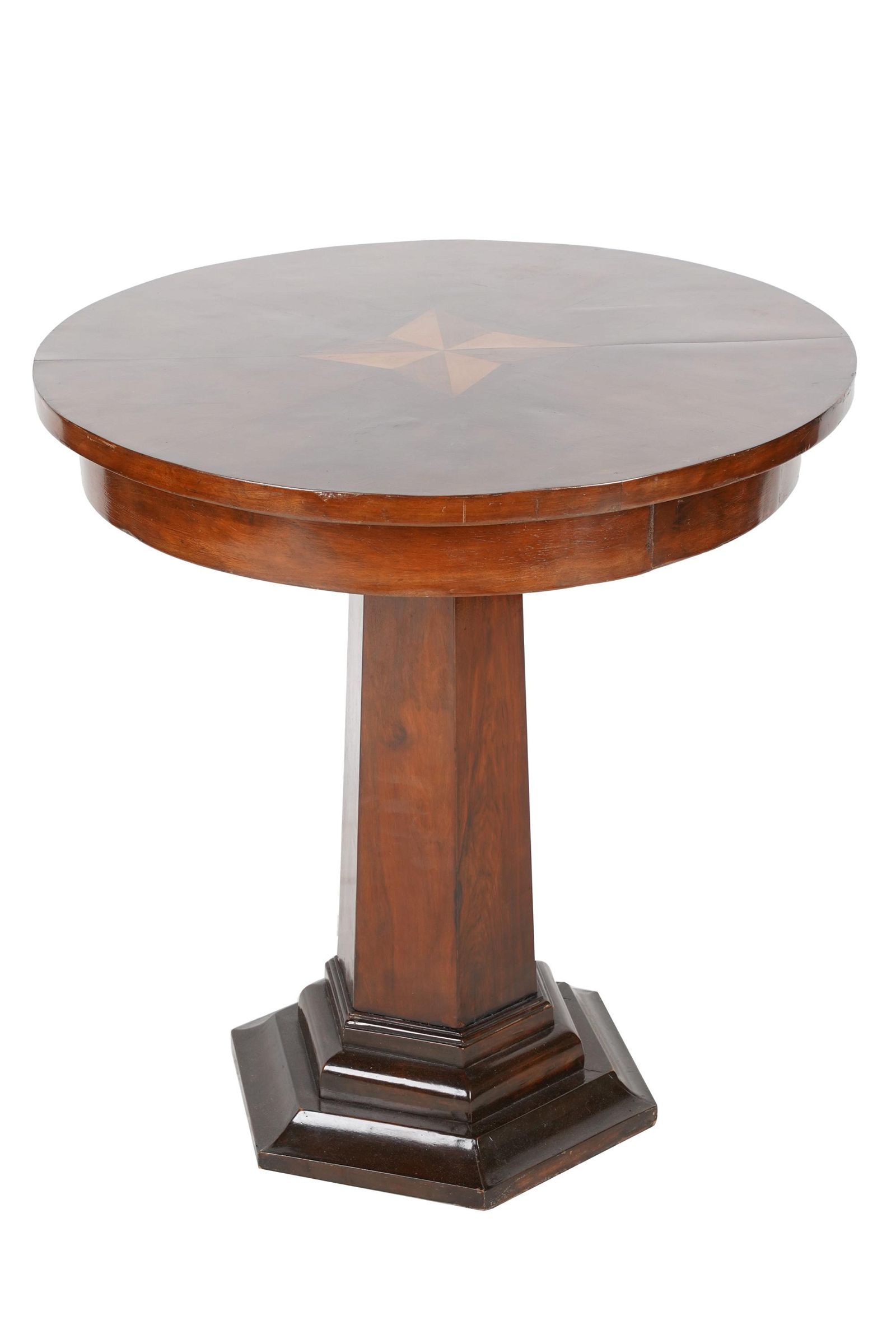 INLAID MAHOGANY PEDESTAL SIDE TABLEround