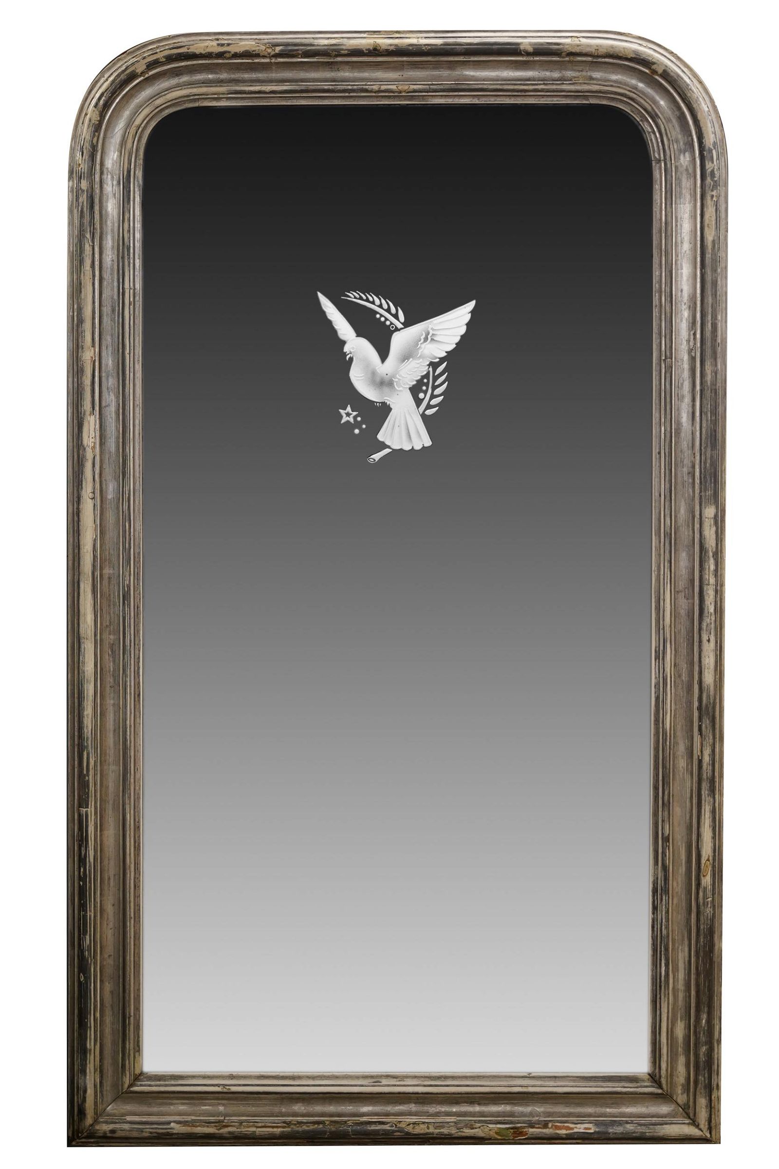 FRENCH SILVERED WOOD MIRRORthe 39722d