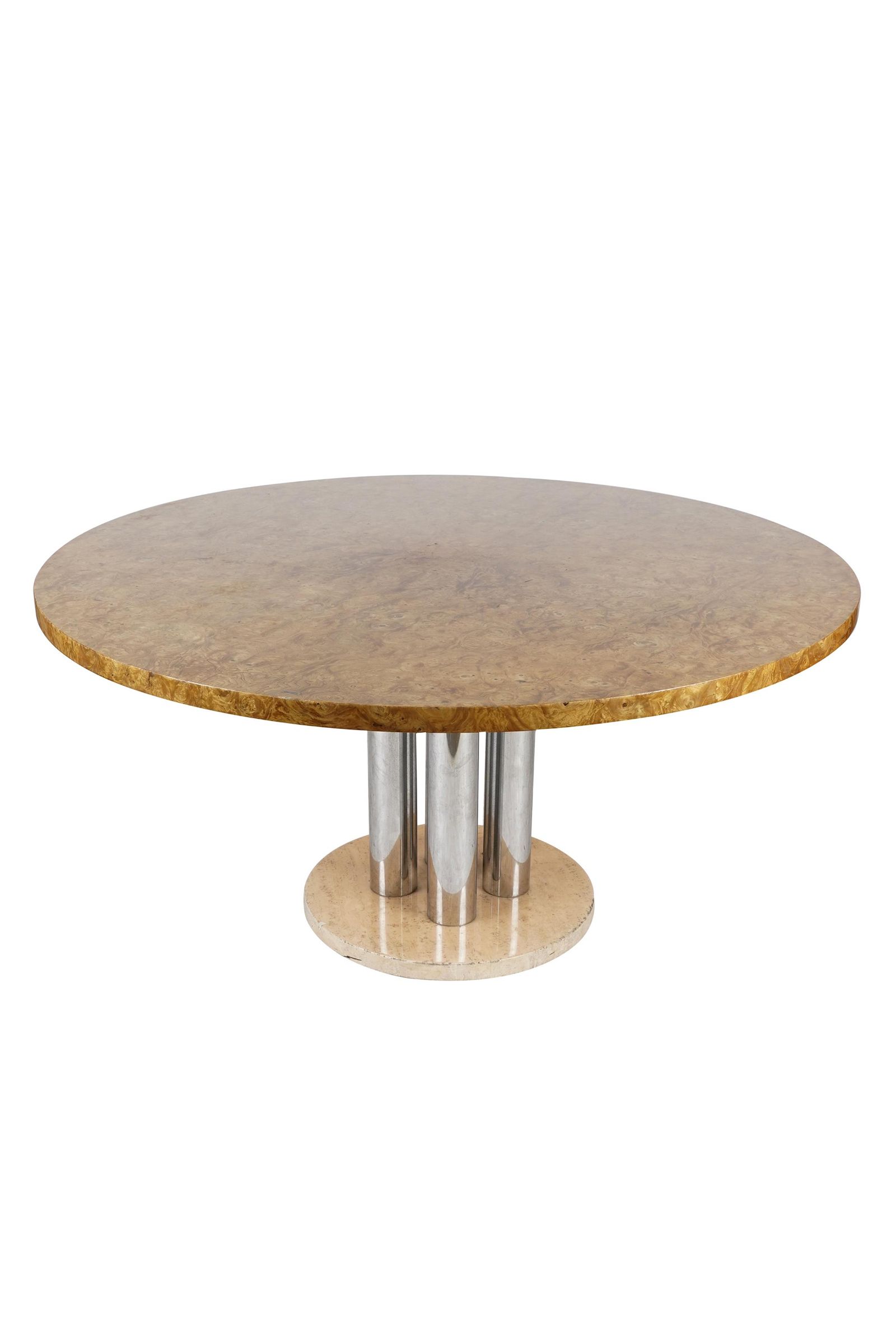 PACE BURL-VENEER, CHROME & STONE DINING