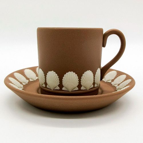 2PC WEDGWOOD TAUPE JASPERWARE, DEMITASSE