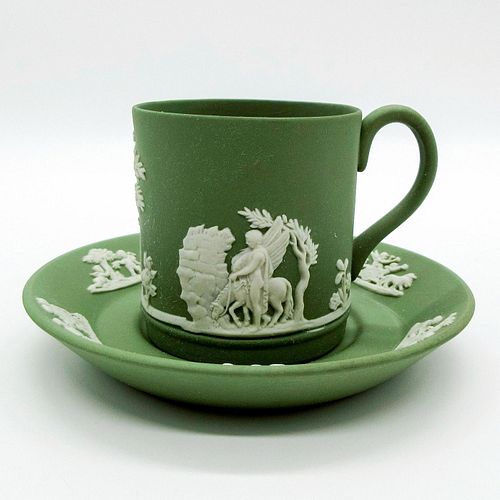 2PC WEDGWOOD SAGE GREEN JASPERWARE,