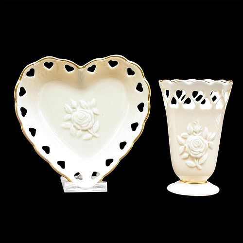 2PC LENOX 24K GOLD TRIM PORCELAINS  3973a1