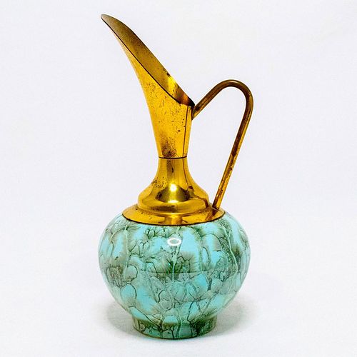 UNUSUAL DELFT JUG BRASS SPOUT MID-CENTURY