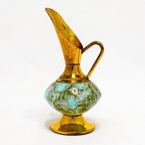 UNUSUAL DELFT JUG BRASS SPOUT MID-CENTURY