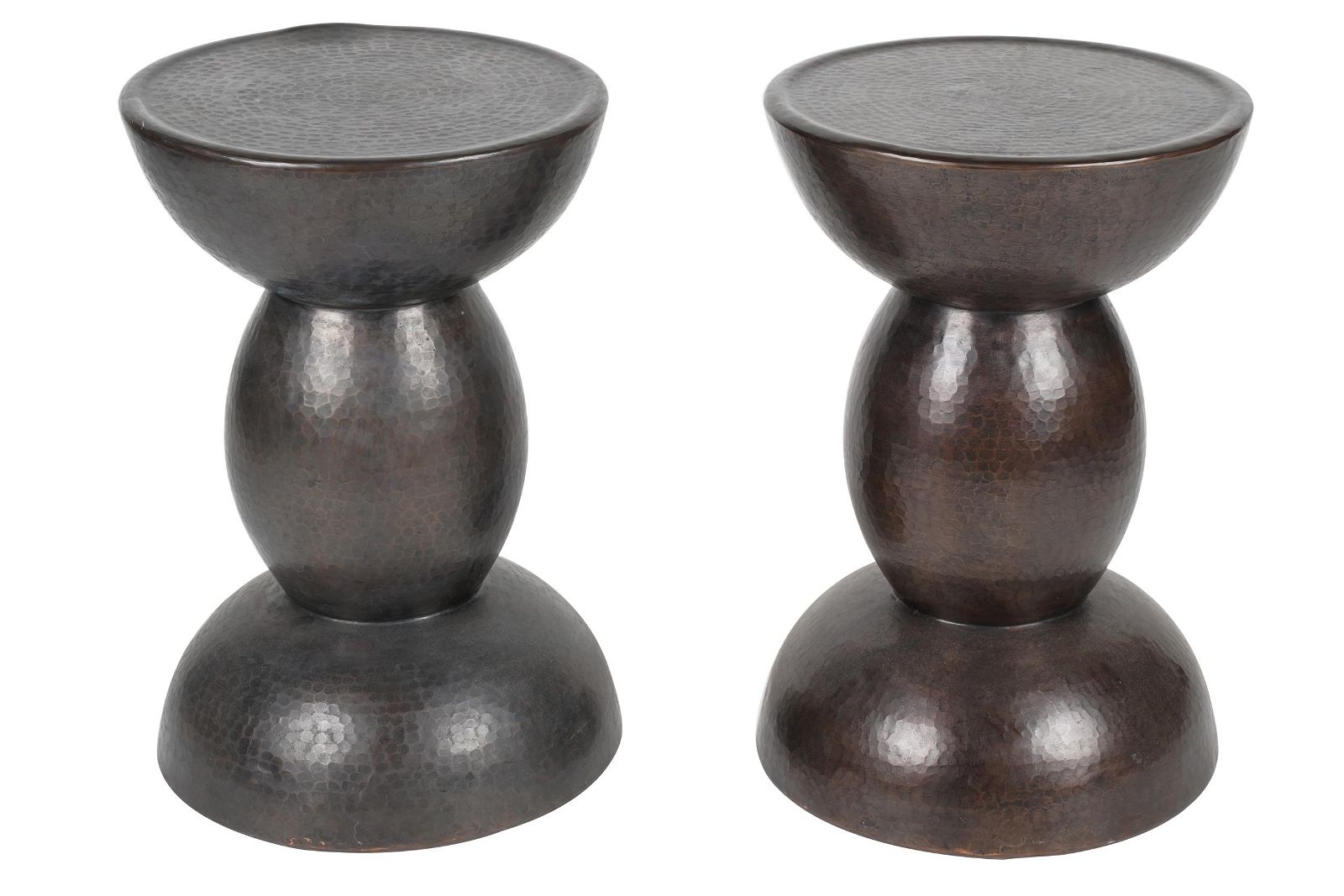 PAIR OF HAMMERED METAL SIDE TABLESunsigned  397405