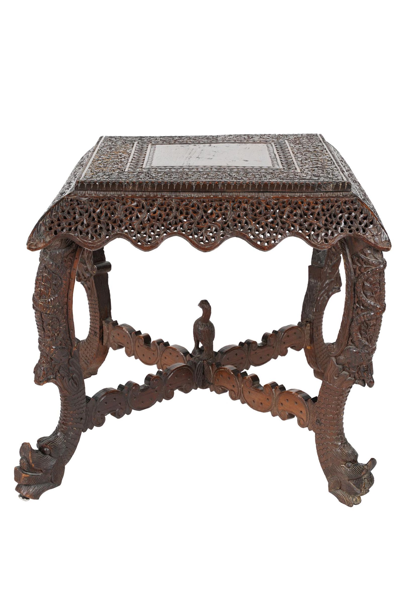 INDIAN CARVED WOOD SIDE TABLEthe