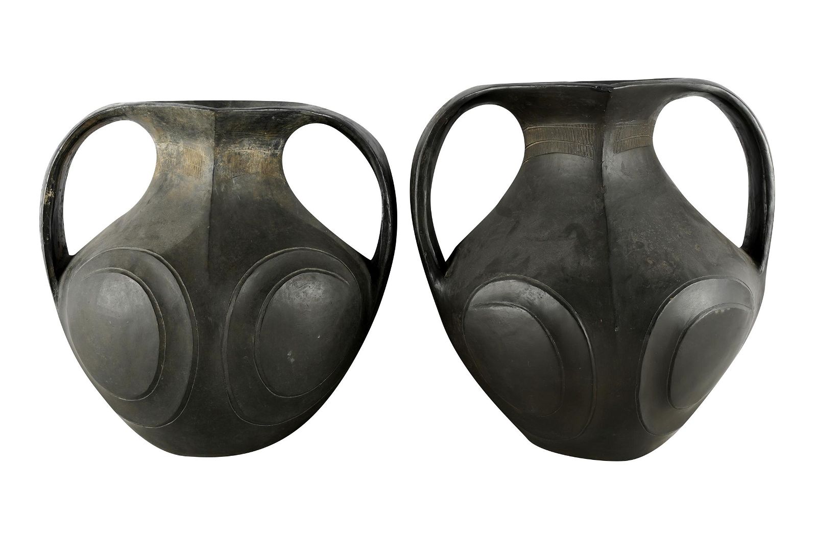 TWO HAN STYLE BLACK CERAMIC AMPHORAEProvenance  39744c