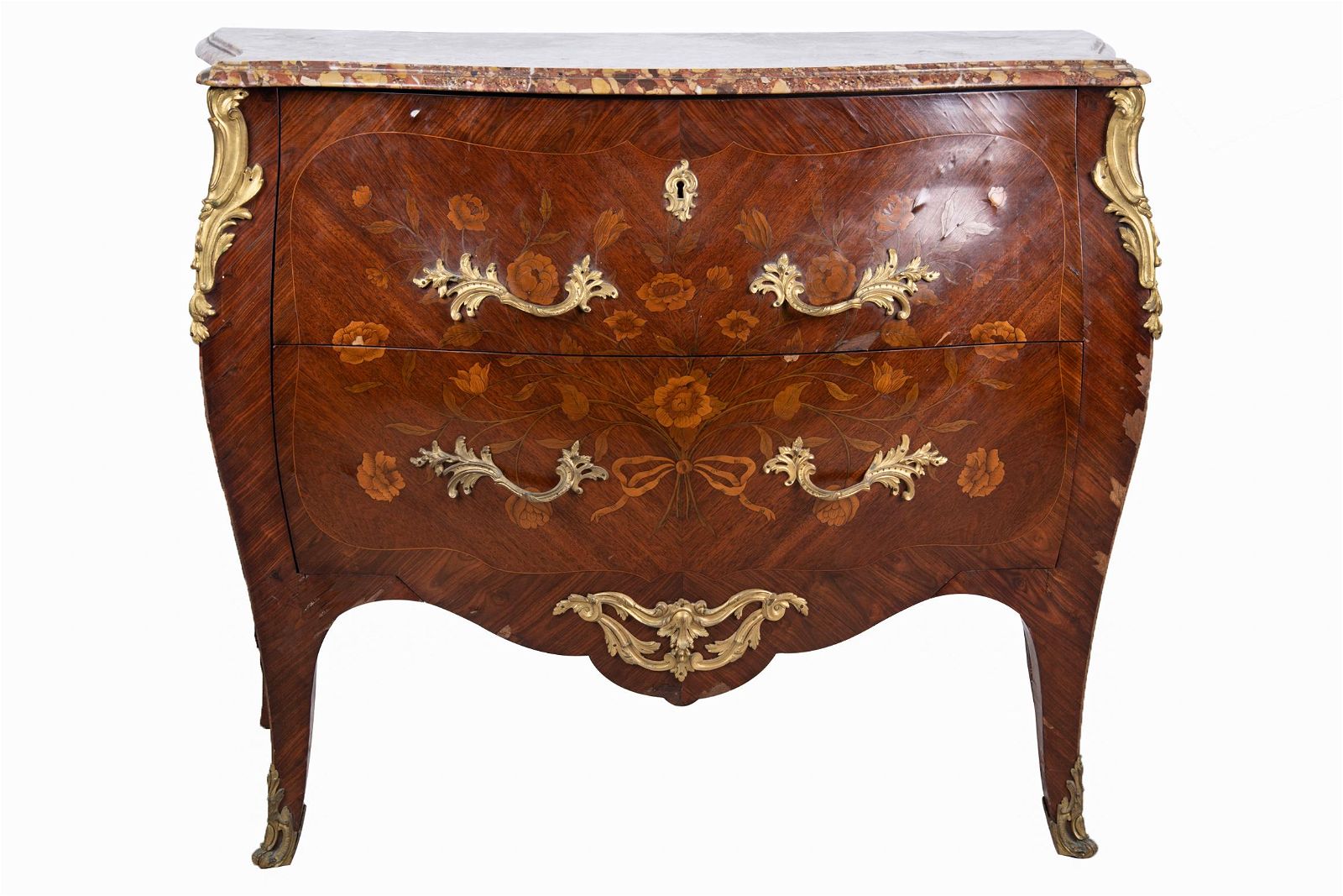 FRENCH GILT BRONZE-MOUNTED MARQUETRY-INLAID