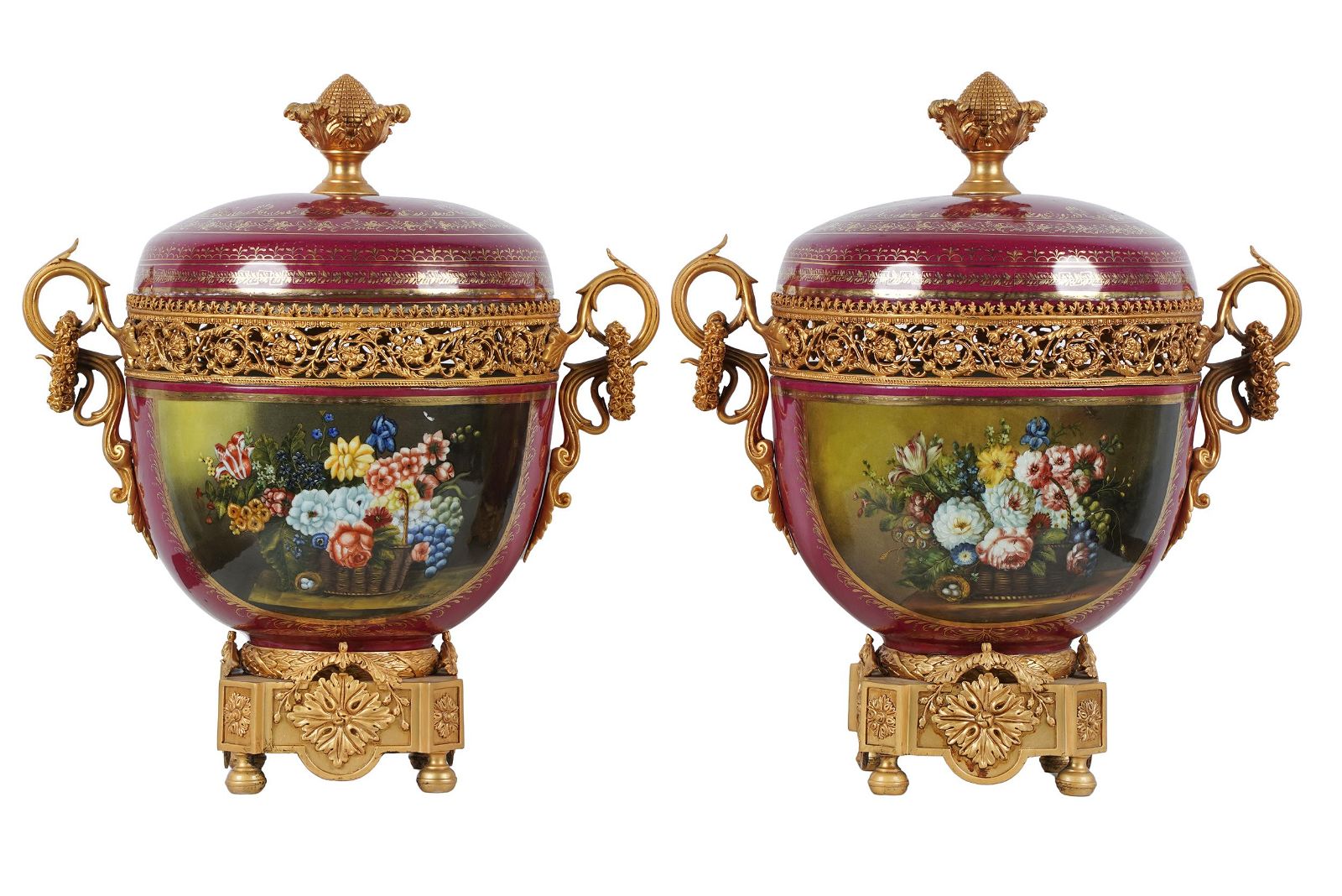 PAIR OF GILT METAL MOUNTED PORCELAIN 39746b