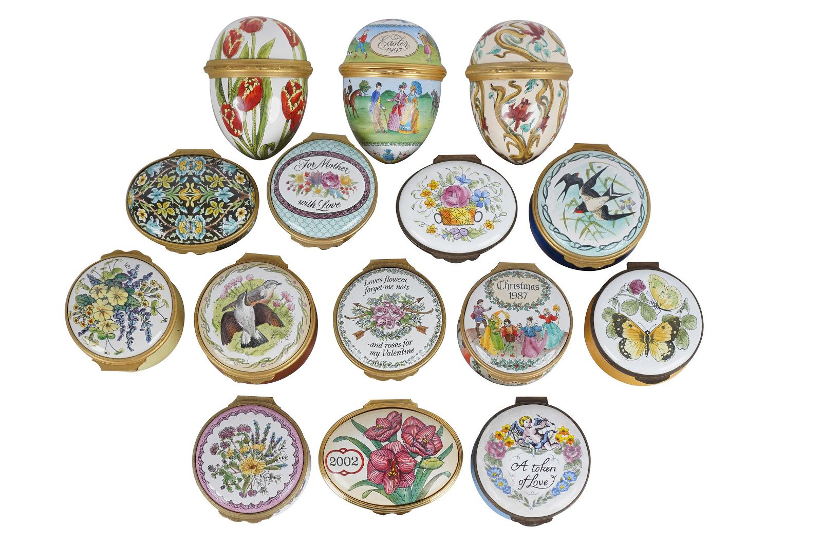 COLLECTION OF ENAMEL PILL BOXEScomprising