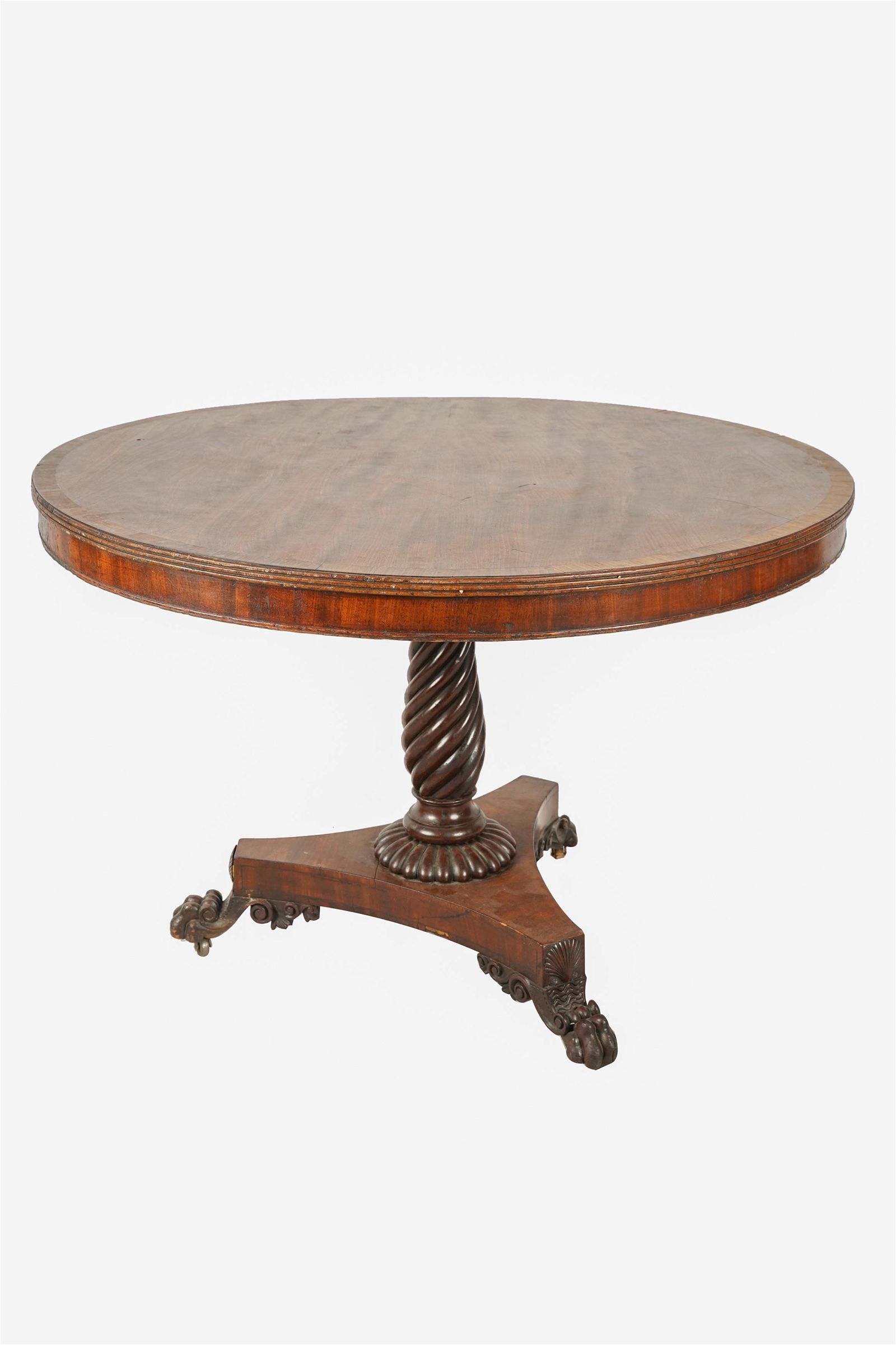 REGENCY CARVED MAHOGANY TEA TABLEearly