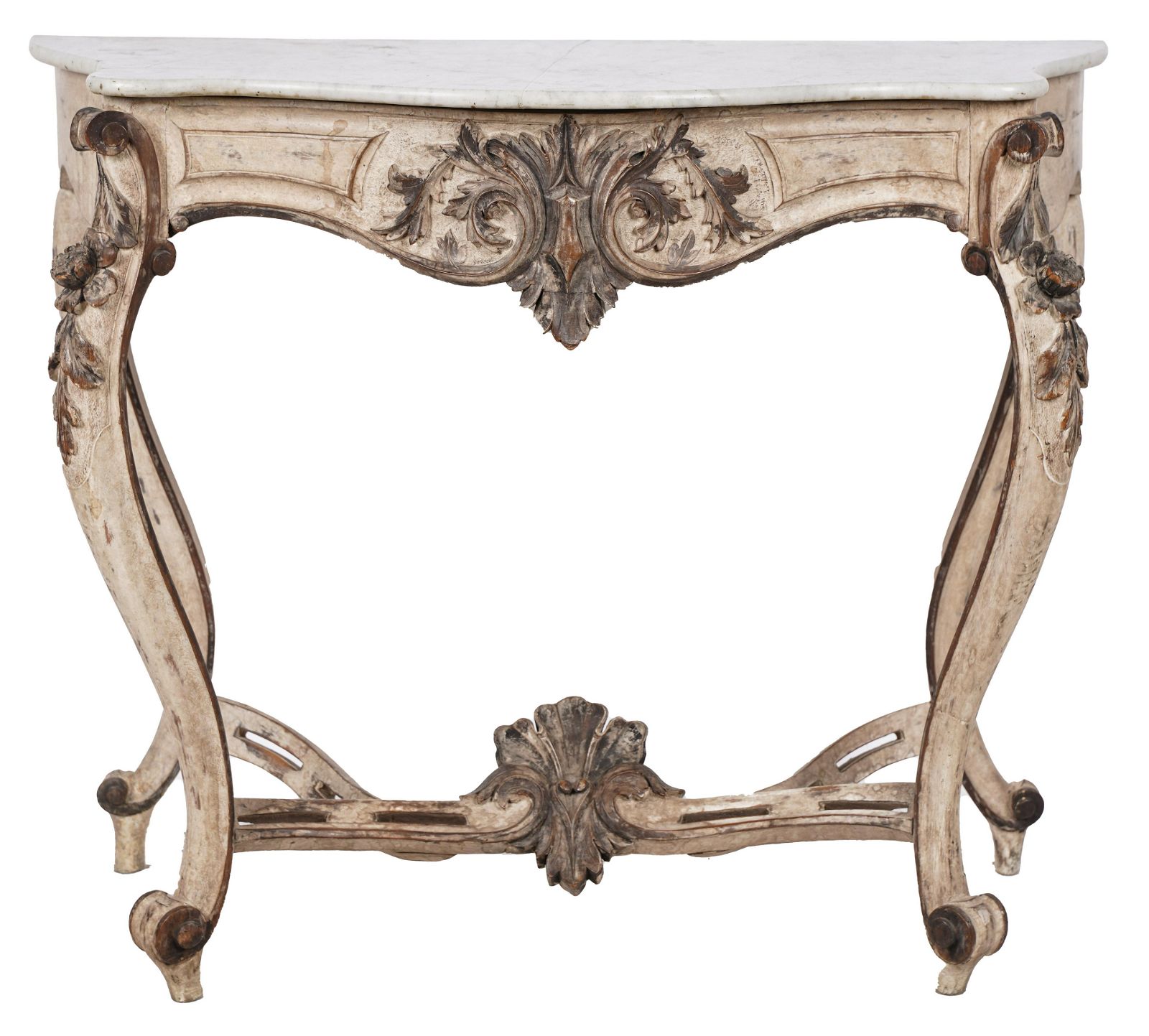 LOUIS XV STYLE PAINTED WOOD MARBLE TOP 3974a6