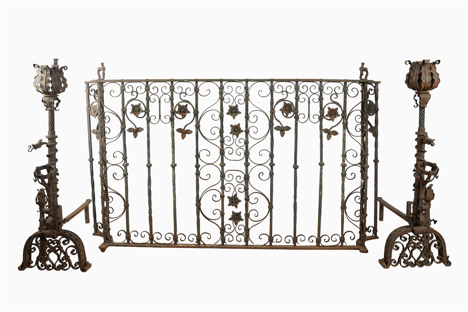 SPANISH REVIVAL WROUGHT IRON FIRESCREEN 3974ac