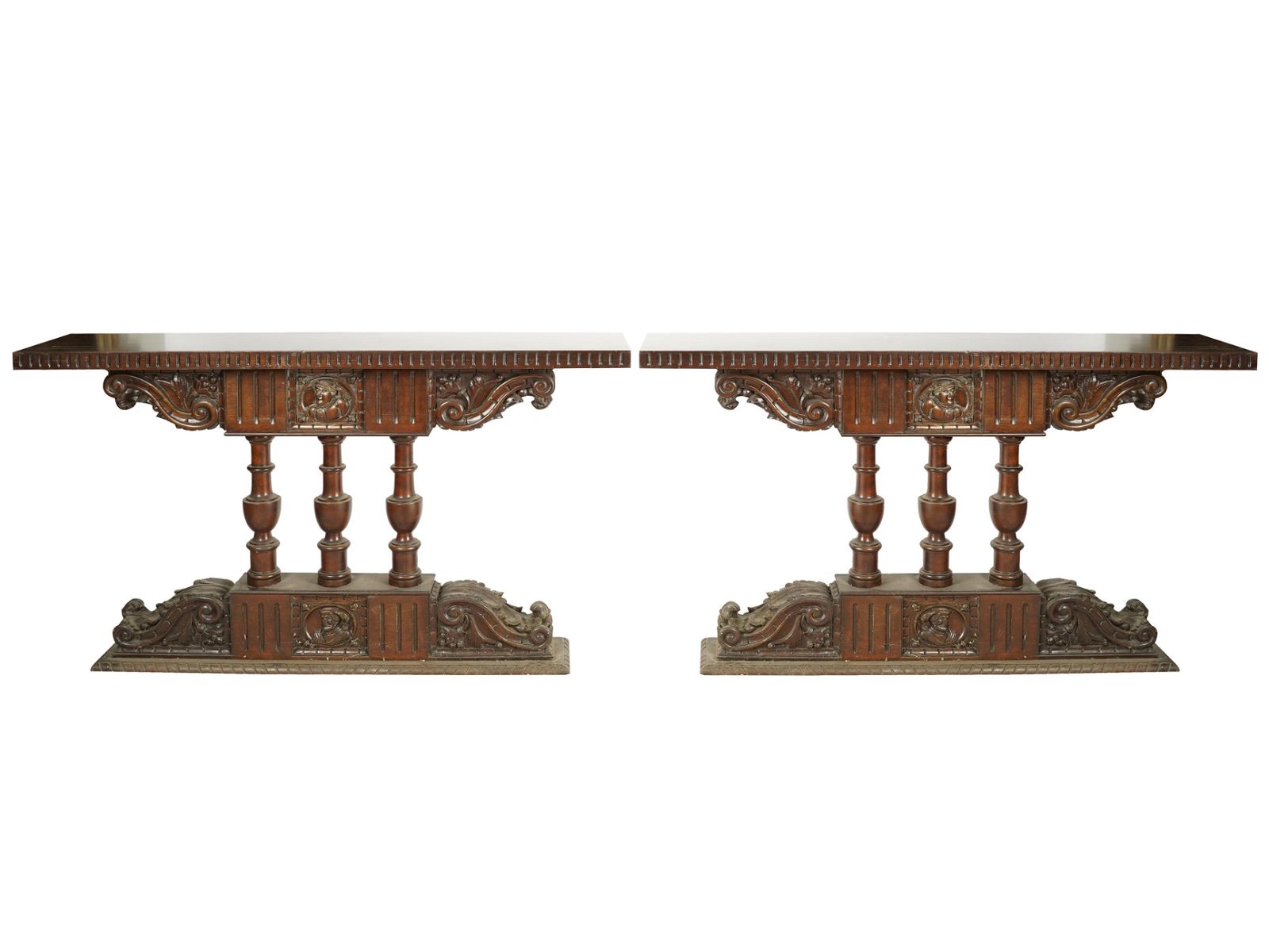 PAIR OF SPANISH REVIVAL CARVED