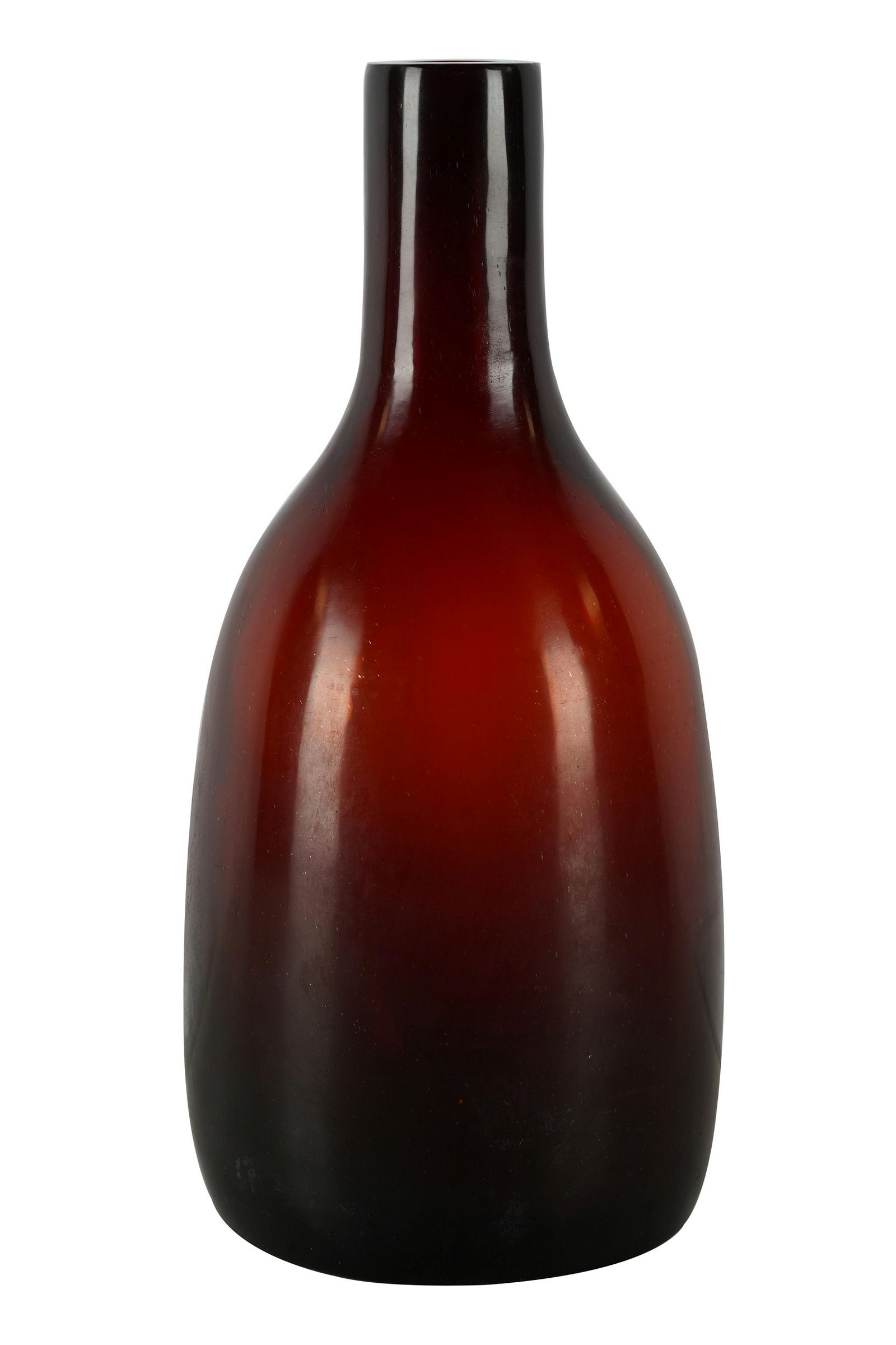 RED ART GLASS BOTTLE VASEwith illegible 3974c7