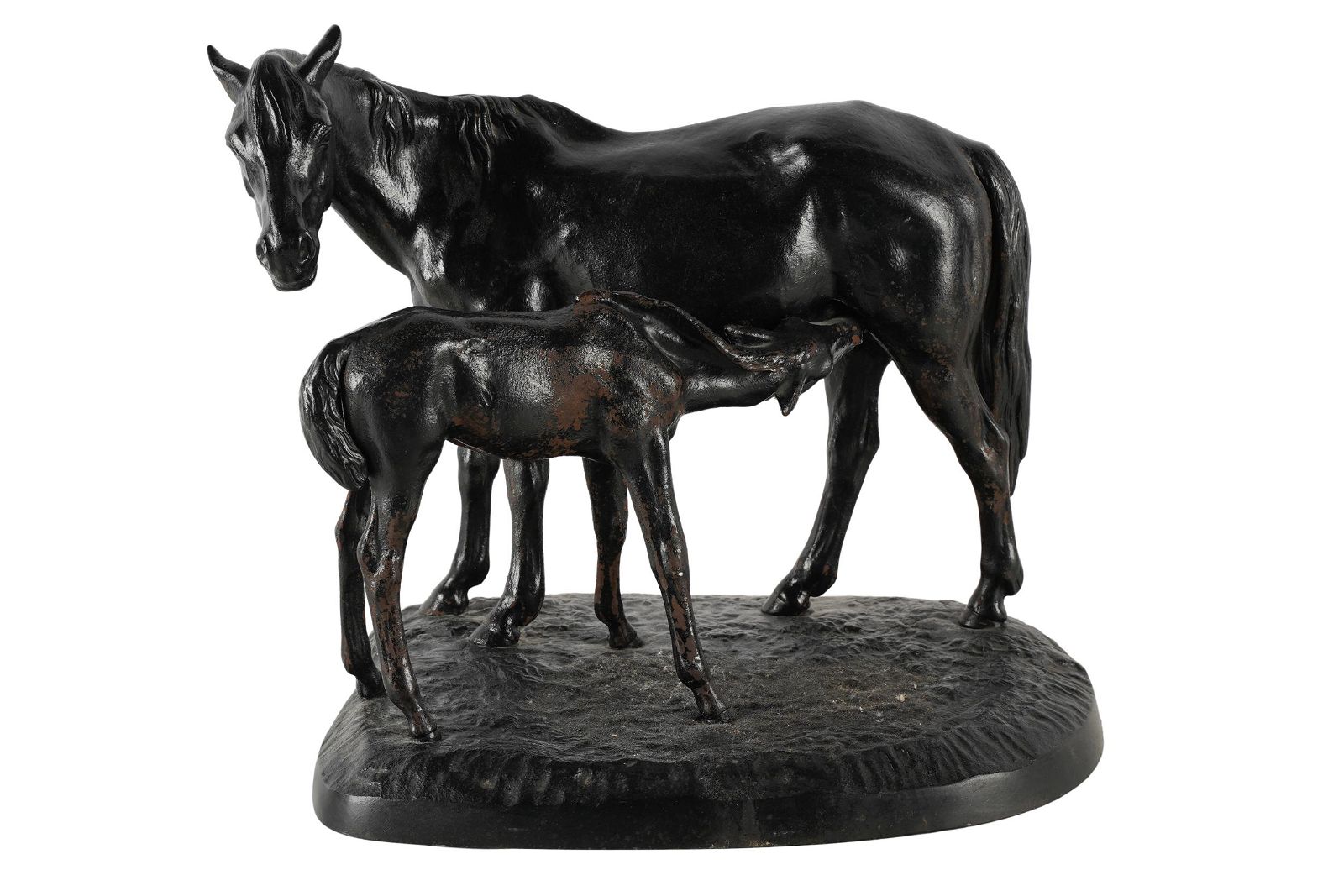 PATINATED METAL HORSE GROUPunsigned  3974cb