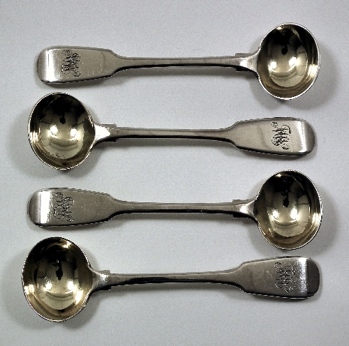 A set of four Victorian silver fiddle