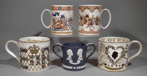 Eleven Wedgwood pottery mugs designed