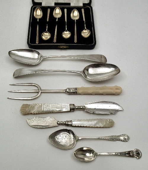 Two George III silver table spoons