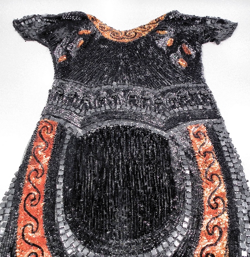 Three 1920s/1930s beaded black crepe