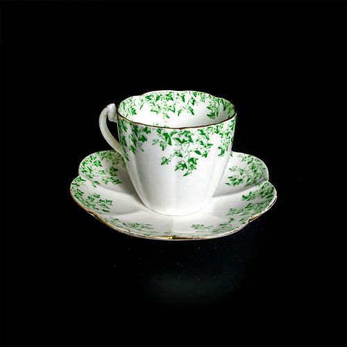 FOLEY CHINA CUP AND SAUCER, GREEN LEAVESBeautiful,